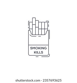pack of cigarettes line icon. pack of cigarettes thin line icon.