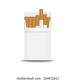 Pack of cigarettes on white background