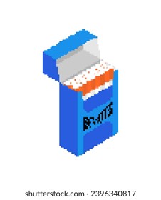Zigarettenpackung mit Pixelkunst. 8-Bit-Vektorgrafik
