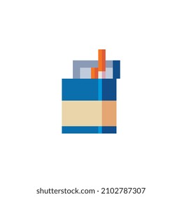 Pack of cigarettes pixel art icon. Isolated vector illustration. Design for stickers, logo, app, website.