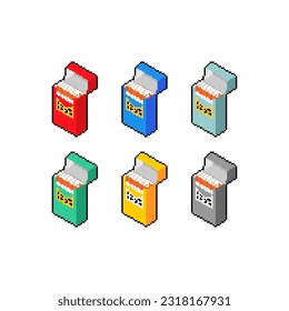Paquete de cigarrillos juego de píxeles de arte. Ilustración de vectores pixelado de 8 bits