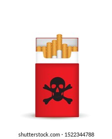 Pack of cigarettes with skull. vector illustration
