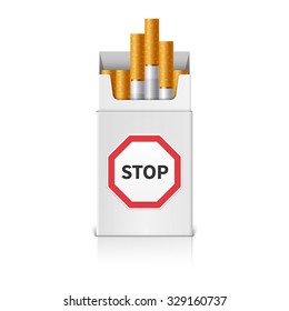 Pack of cigarettes with stop sign