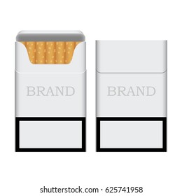 A pack of cigarettes, template, open and closed package, isolated on white