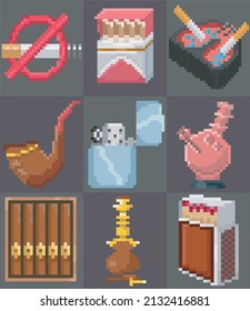 Pack cigars pixel art,cigars,pixel art,vetor editavel.