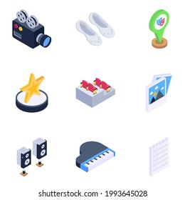 Paquete de iconos isométricos del cine 