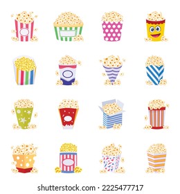 Pack of Cinema Popcorn Flat Vectors 

