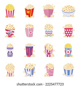 Pack of Cinema Popcorn Flat Vectors 

