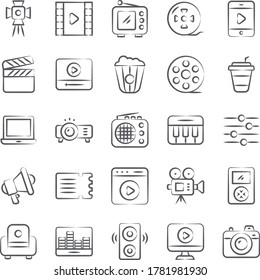 Pack Of Cinematography Doodle Icons 
