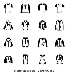 Pack of Clothes Glyph Icons 
