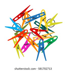 Pack of Clothes Peg. Vector. Isolated on white background