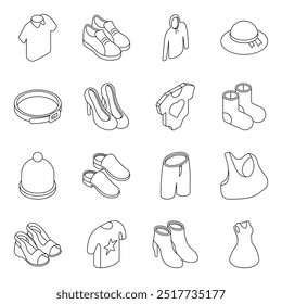 Pack of Clothes and Shoes Flat Icon 
