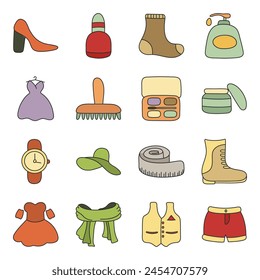 Pack Of Clothing And Beauty Flat Icon

