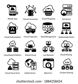 
Pack of Cloud Computing and Hosting Solid Icons
