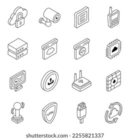 Pack of Cloud Computing Linear Icons

