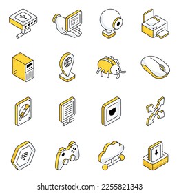 Pack of Cloud Networking Flat Icons

