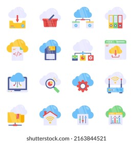 Pack of Cloud Technology Flat Icons
