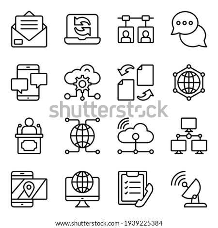 Pack of Cloud, Technology and Networking Linear Icons 