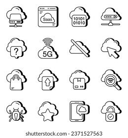 Pack of Cloud Technology and Storage linear Icons

