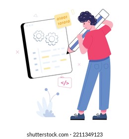 Paket von Coding- und MarketingflatIllustrationen 

