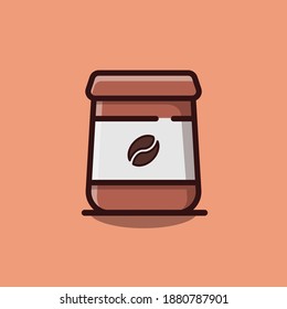 A Pack Of Coffee Beans Flat Cartoon Icon Illustration. Premium Vector Cafe Icon Concept Isolated. Flat Cartoon Style