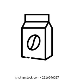 Pack of coffee line icon. Tea, coffee, cafe, break, time, have a rest, black, brew, tasty, coffee house, caffeine, breakfast, morning. Beverage concept. Vector black line icon on a white background