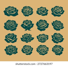Pack collectio Set of vector flower roses 