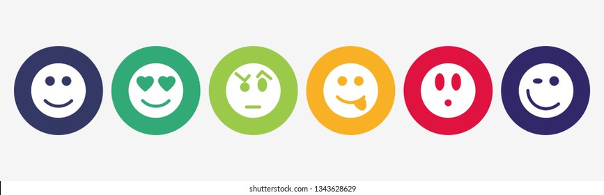 Pack of colorful emoticons icons, emoji, social media emotions.