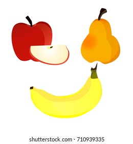 Pack of colorful flat vector fruits