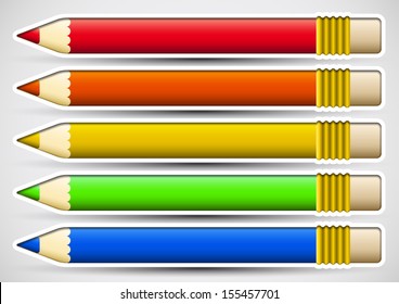 Pack of colorful pencils with white frame