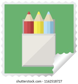 pack of coloring pencils graphic square sticker stamp