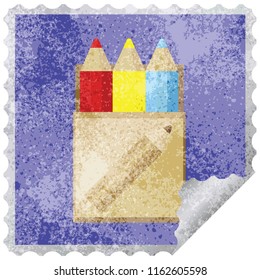 pack of coloring pencils graphic square sticker stamp