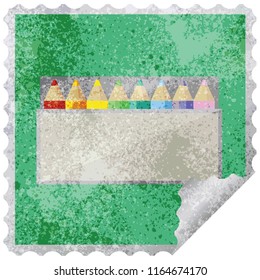 pack of coloring pencils graphic square sticker stamp