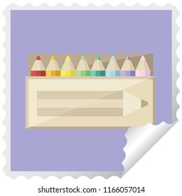 conjunto de lápices de colores marca de pegatinas cuadradas gráficas