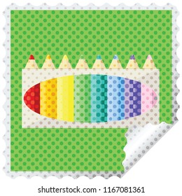 conjunto de lápices de colores marca de pegatinas cuadradas gráficas