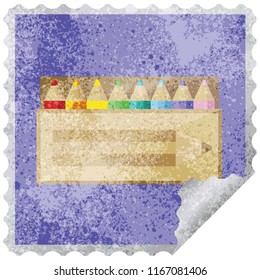 conjunto de lápices de colores marca de pegatinas cuadradas gráficas