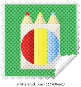 conjunto de lápices de colores marca de pegatinas cuadradas gráficas