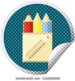 paquete de lápices de colores ilustración gráfica vectorial pegatina circular