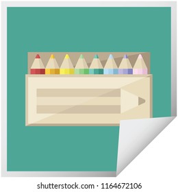 pack of coloring pencils graphic vector illustration square sticker
