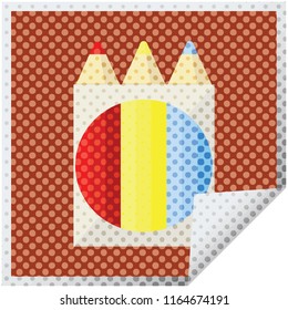 pack of coloring pencils graphic vector illustration square sticker