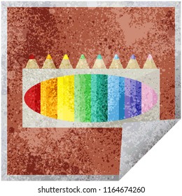 pack of coloring pencils graphic vector illustration square sticker