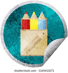 paquete de lápices de colores ilustración gráfica vectorial pegatina circular
