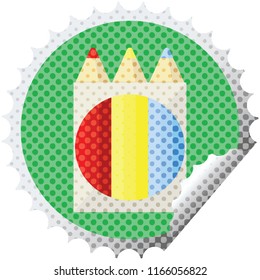 Farbstifte, grafische Vektorgrafik, Rundaufkleber