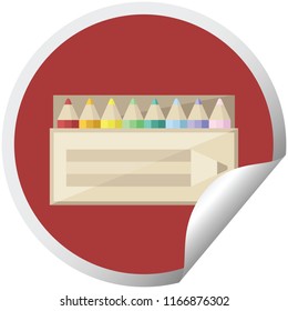 paquete de lápices de colores ilustración gráfica vectorial pegatina circular