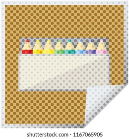 pack of coloring pencils graphic vector illustration square sticker