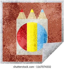 paquete de lápices de colores ilustración gráfica vectorial pegatina cuadrada