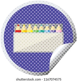 paquete de lápices de colores ilustración gráfica vectorial pegatina circular