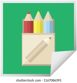 paquete de lápices de colores ilustración gráfica vectorial pegatina cuadrada