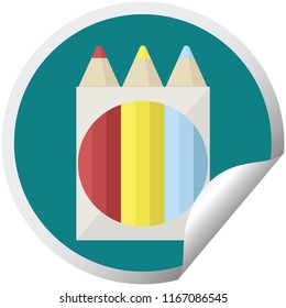 paquete de lápices de colores ilustración gráfica vectorial pegatina circular