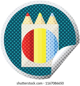 paquete de lápices de colores ilustración gráfica vectorial pegatina circular